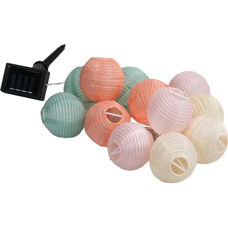 Dehner LED Solarleuchte Solar-Lichterkette Lampion mit 12 LED, 240 cm, bunt, Warmweiß, Schutzart IP44, Leuchtdauer 6 h – Bild 3