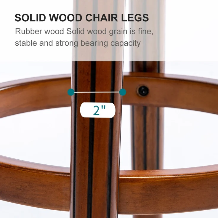 Barhocker aus Holz mit Kuhfellbezug, 360° drehbar, mit Rückenlehne, für Küchentheke, Modern Chair Barhocker – Braun – 54,8 x 54,8 x 96 cm – YOUDENOVA – Bild 5