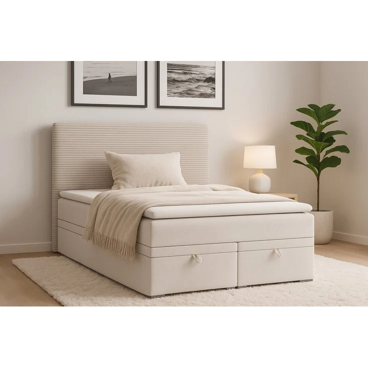 Deine Möbel 24 Boxspringbett DARO Boxbett Polsterbett Komplettbett Bett mit einer Matratze H4 (Taschenfederkernmatratzen 7 Zonen H4 Grau Hellgrau Schwarz Anthrazit Beige Samt Velour, 2-St, Taschen-federkernmatratze 7 Zonen H4 PREMIUM Bett), inkl Topper... – Bild 2