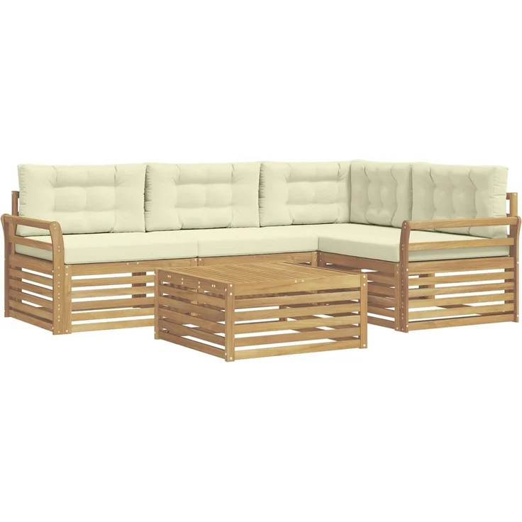 vidaXL Outdoor-Sofagarnitur 5 pcs Weiß und Creme 79 x 79 x 37 cm 3390445 – Bild 2