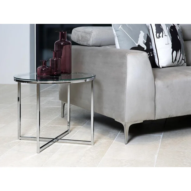 Beistelltisch >Crispo< in Chromfarben aus Glas - 55x45x55cm (BxHxT)