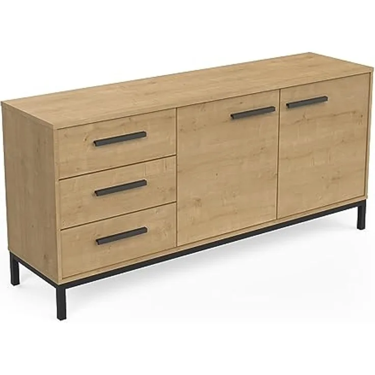 Calicosy 'CRAFT' Sideboard mit 2 Türen und 3 Schubladen, Eichedekor - L152,5 cm - Helles Holz