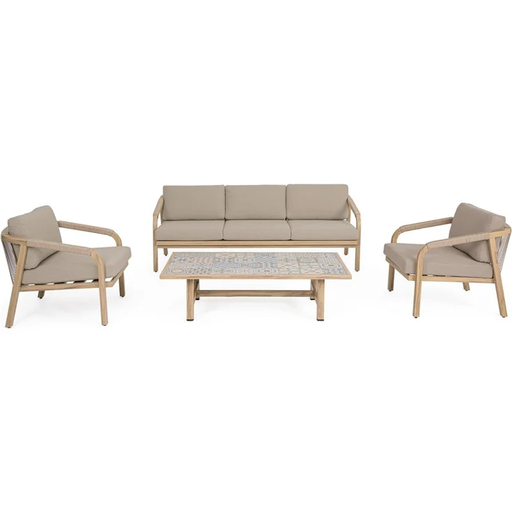 4er Garten-Set Aremilak - Aluminium Desert Sand, Olefin Taupe, Big – Bild 3