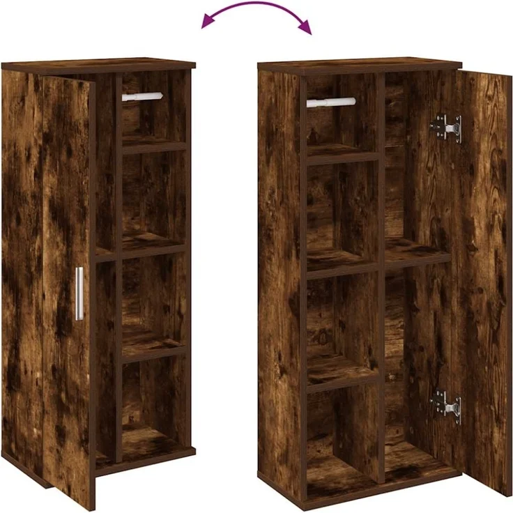 vidaXL Badezimmerschrank mit Rollenhalter Räuchereiche 39x22x90 cm 858528 – Bild 8