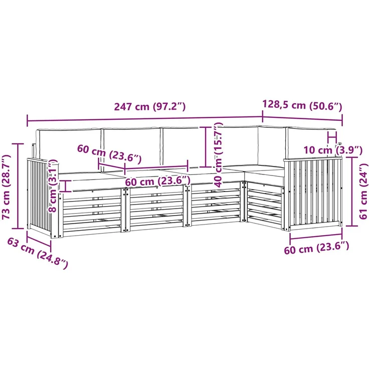 vidaXL Outdoor-Sofagarnitur 5 stk. 5-Sitzer Weiß und Hellgrau 3391831 – Bild 8