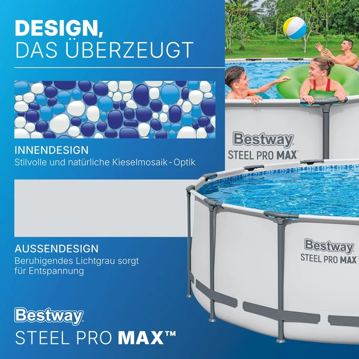 Bestway 'Steel Pro MAX™ Solo' Pool, ohne Zubehör, lichtgrau, Ø 427x122 cm – Bild 5