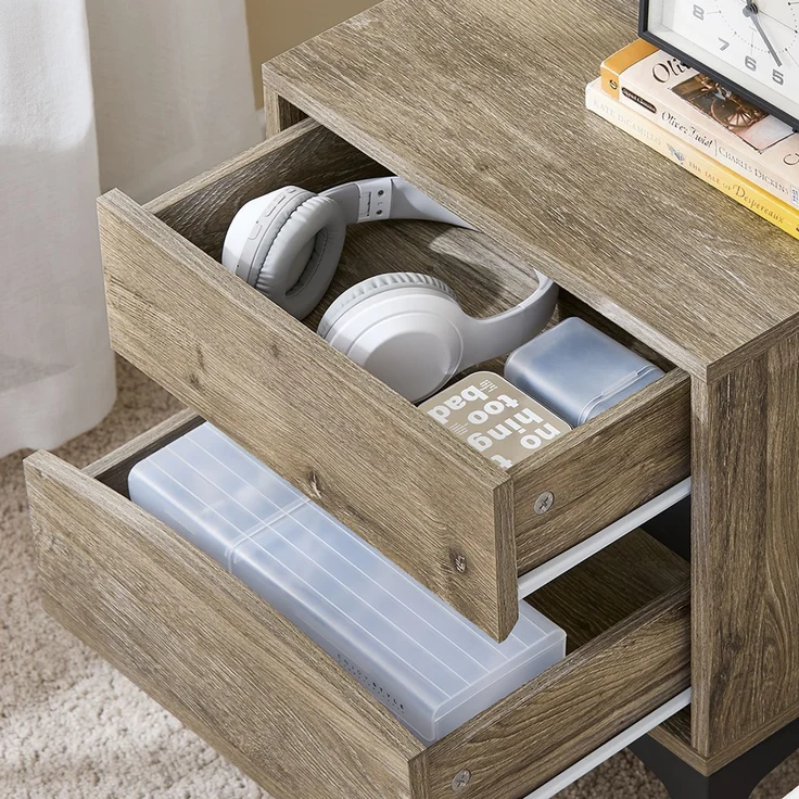 SoBuy FBT165-N Nachttisch, Spanplatte, Melamin, Hellbraun, 40 x 47 x 40 cm – Bild 7