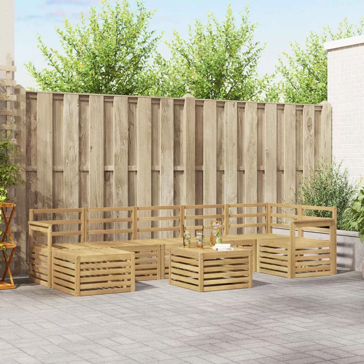 vidaXL Outdoor-Sofagarnitur 8 stk. 8-Sitzer Weiß Massivholz Akazie 3392219 – Bild 1