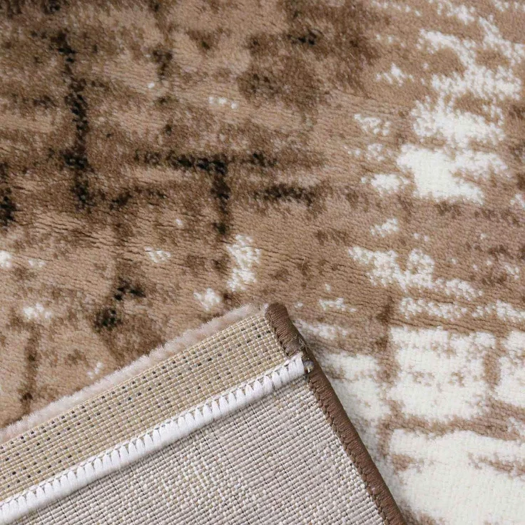 Vimoda Teppich Teppich Wohnzimmer Beige mit Baumstumpf Holz Optik dicht, Rechteckig, Höhe: 11 mm, Moderner Wohnzimmer Lounge Läufer Braun – Bild 4
