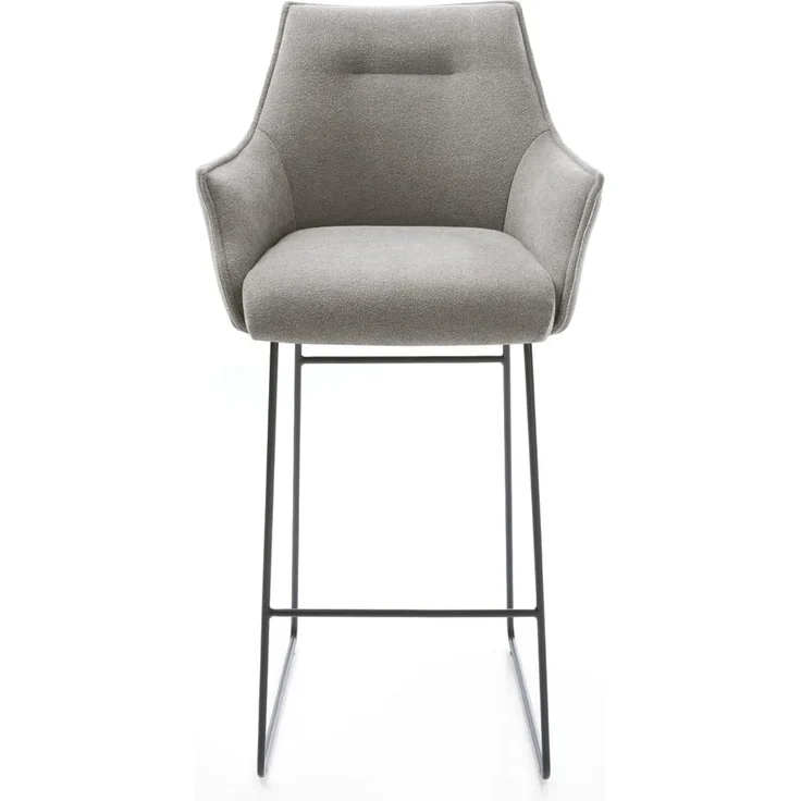 Barstuhl Alja-Flex Strukturstoff Soft Grau Kufengestell Metall Schwarz Taschenfederkern – Bild 4
