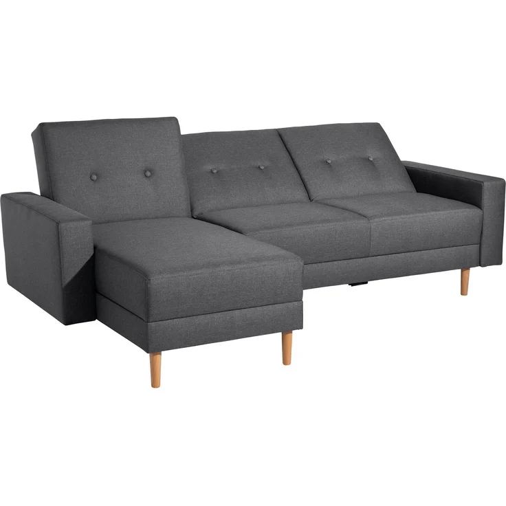 Funktionssofa mit Hocker Kattie Flachgewebe graphit – Bild 5