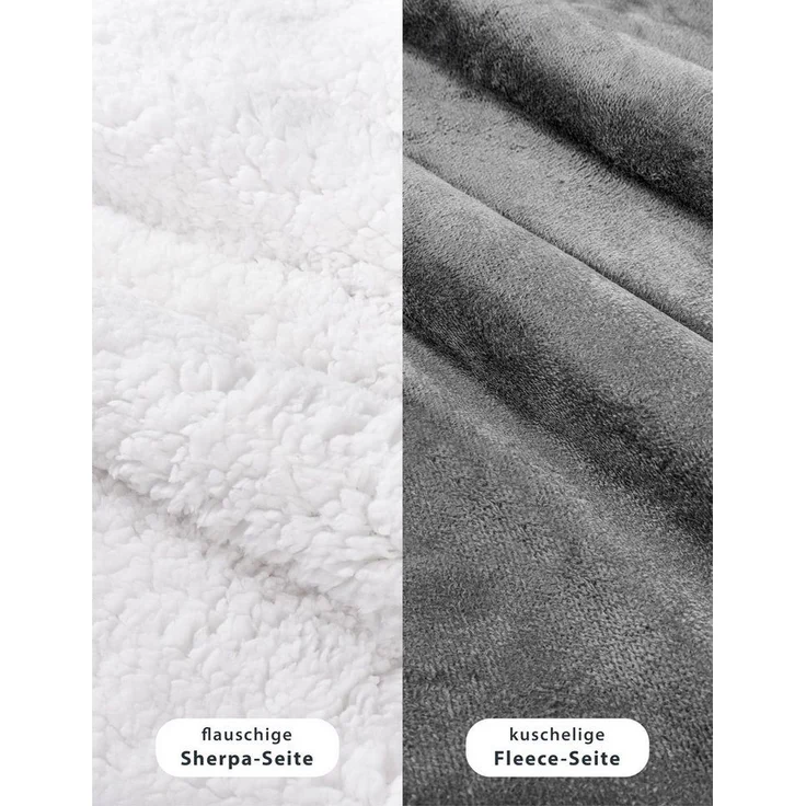 Wohndecke in Lammfell-Optik Kuscheldecke weich & flauschig - Sherpa Fleecedecke, Gräfenstayn, Warme Wolldecke & Sofaüberwurf Tagesdecke für Couch & Sofa – Bild 2