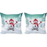 Abakuhaus Kissenbezüge Modern Accent Doppelseitiger Digitaldruck, (2 Stück), Weihnachten Skifahren-Schneemann-Bäume