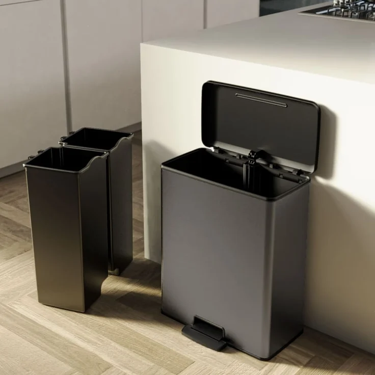 Curver Duo Tretmülleimer Deco 26L+26L Grau 443818 – Bild 9