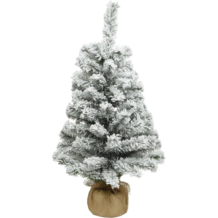 Everlands Mini Weihnachtsbaum im Jutesack 60 cm grün weiß – Bild 1