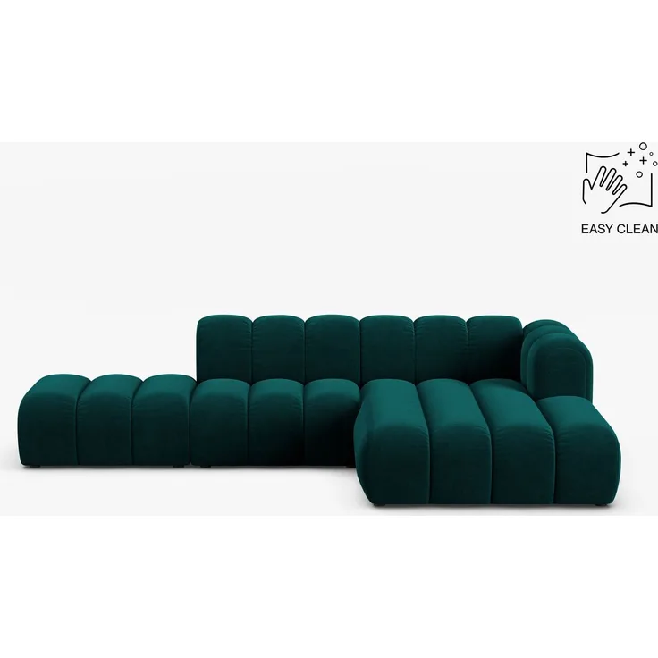 Micadoni Modulares Ecksofa offen Lupine 5-Sitzer Samt Venus Dunkel Petrol Rechts