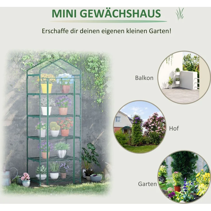 Gewächshaus mit Rolltür, Regale, winterfest Foliengewächshaus aus Stahl, Treibhaus für Balkon, Garten, Tomatenhaus 69 x 49 x 193 cm, Tomatengewächshaus für Tomaten, Blumen, Transparent--Transparent--193x49x69cm--YOUDENOVA – Bild 8