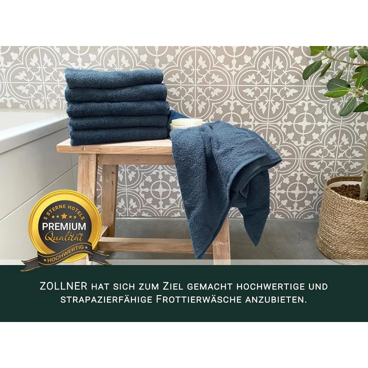 ZOLLNER 10er Set Tücher, 50x100 cm, 100% Baumwolle, blau – Bild 5