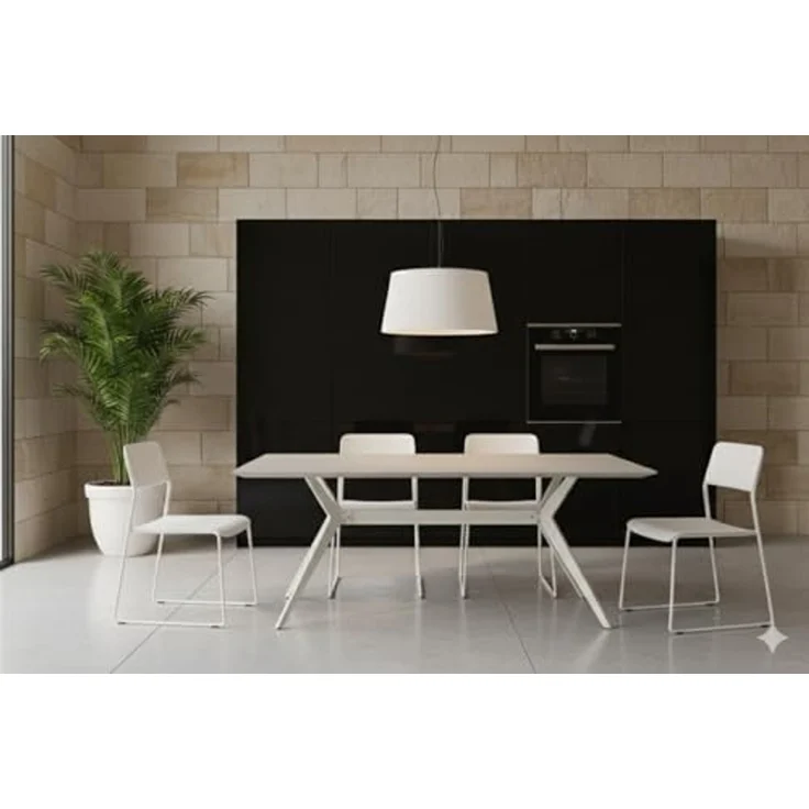 Hela Tische, Esstisch Küchentisch Paccino, Platte Sintered Stone Traventi-Optik, X-Metallgestell Oval Konisch, Oberfläche matt; Maß 180x90 cm – Bild 2