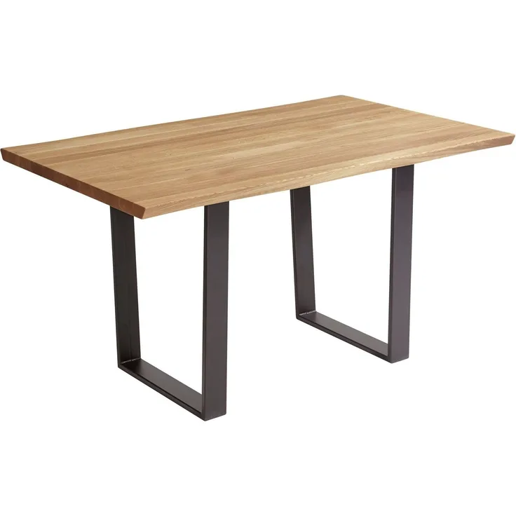 Esszimmertisch Massiv Daphene 160 x 90 x 75 Esstisch Holz massiv Wildeiche geölt/Schwarz 12069-160090