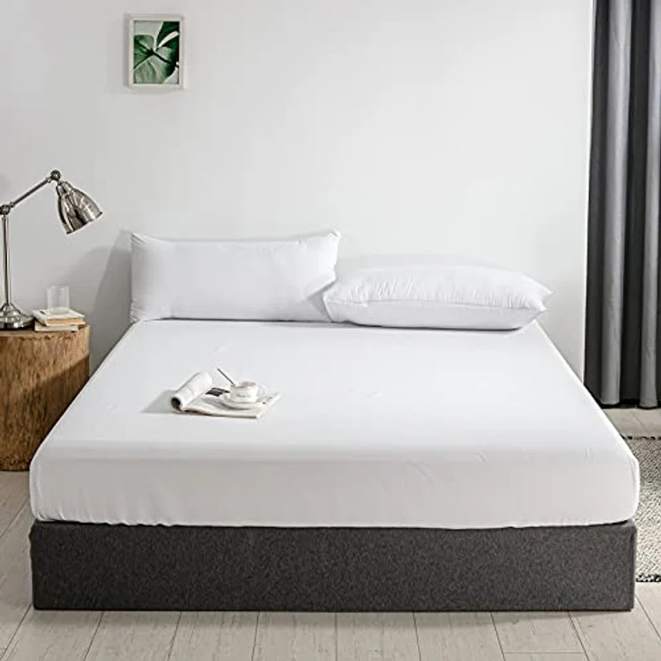 Good Nite Spannbettlaken 160x200 cm Weiß Polyester Bettlaken 30cm Extra Tiefe Taschenlaken Spannbetttuch Weich und atmungsaktiv Maschinenwaschbar – Bild 2