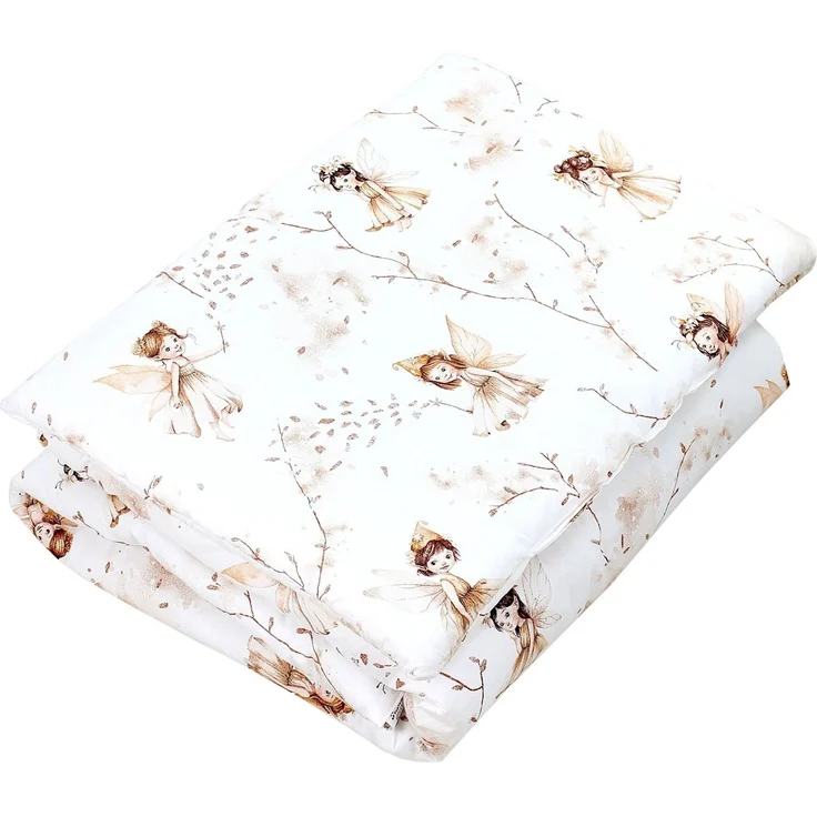 TupTam Kinderbettdecke-Set, Ganzjahresdecke, 2tlg., 1x Bettdecke, 1x Flachkissen, Beige/ Feen, 135x100 cm – Bild 1
