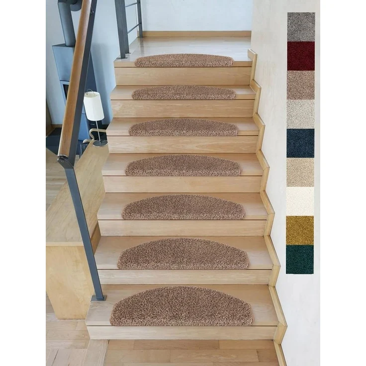 Metzker® Stufenmatte Shaggy Stufenmatten Emphoria Halbrund, Halbrund, Höhe: 15 mm, Hellbraun 1 Stück – Bild 1