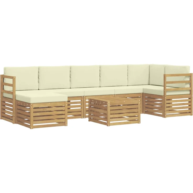vidaXL Outdoor-Sofagarnitur 8 stk. 8-Sitzer Weiß und Creme Polyester 3392215 – Bild 2