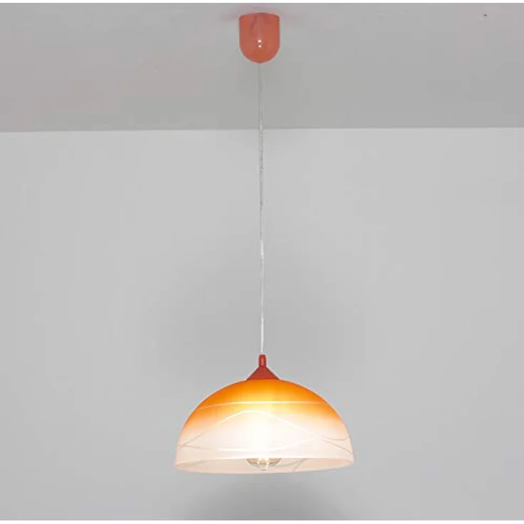 Licht-Erlebnisse ADANIA Hängelampe Glas Metall orange weiß, blendarm, rund, E27, Retro Design, Ø 30 cm für Wohnzimmer und Küche – Bild 3