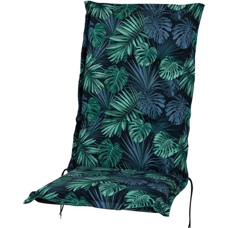 Sun Garden Hochlehnerauflage Hochlehner Rügen/Prato 30417-100 blau-grün Blätter 120x50x8 cm SG, (1 St), Halteband verstellbar mit Bindebändern – Bild 2