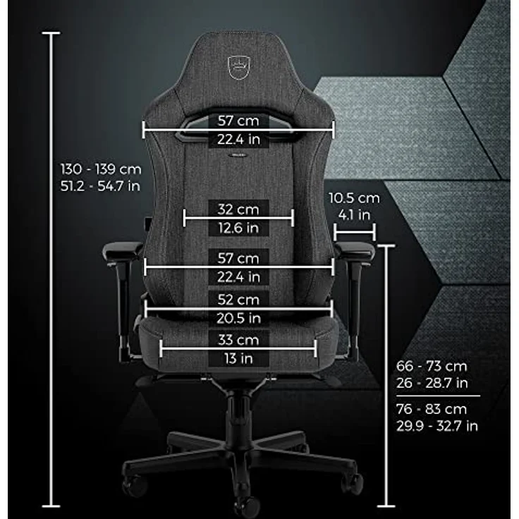 noblechairs HERO ST TX Gaming Stuhl, ergonomischer Bürostuhl mit atmungsaktivem Stoff und Kaltschaumpolsterung, anthrazit, bis 150 kg belastbar, 60-mm-Rollen – Bild 2