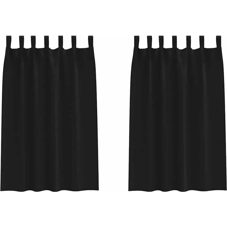 Verdunkelungs-Vorhänge | für Wohnzimmer & Schlafzimmer mit Ringen 2 pcs Schwarz 175 x 140 cm – Bild 1
