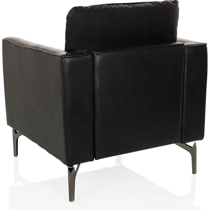 hjh OFFICE Loungesessel 1-Sitzer BAVERO Kunstleder Polsterstuhl Sessel für Wohnzimmer Bar Empfangsbereich, Relaxsessel gepolstert, Schwarz – Bild 8