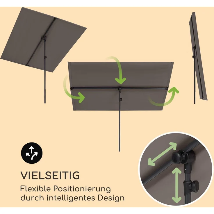 Flex-Shade XL Sonnenschirm 150x210 cm Polyester UV 50 dunkelgrau Dunkelgrau – Bild 3