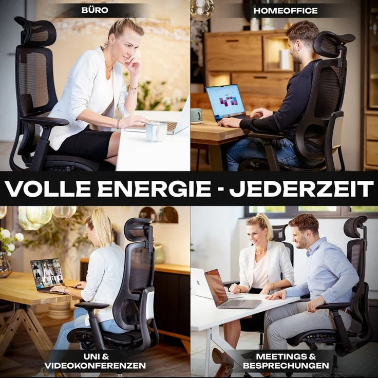 VALKENSTOL M6 POLSTER-SITZ Bürostuhl ergonomisch mit Schaumstoff Sitz - 5 Jahre Garantie - adaptive Lordosenstütze - verstellbare Sitztiefe – Bild 10