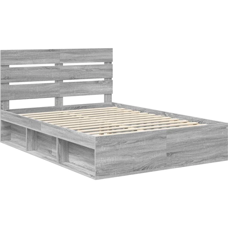 vidaXL Bettrahmen Graues Sonoma 160 x 200 cm Massives Kiefernholz 3411725 – Bild 3