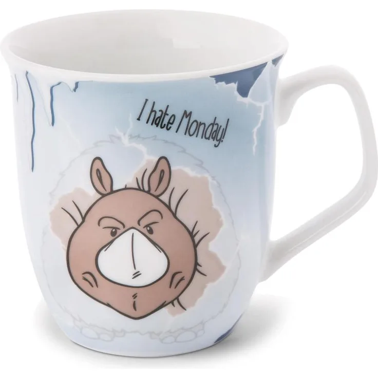 NICI Stone Age Friends Tasse I hate Monday, Porzellantasse, Kaffeetasse, Teetasse, Porzellan, 412 ml, 46670