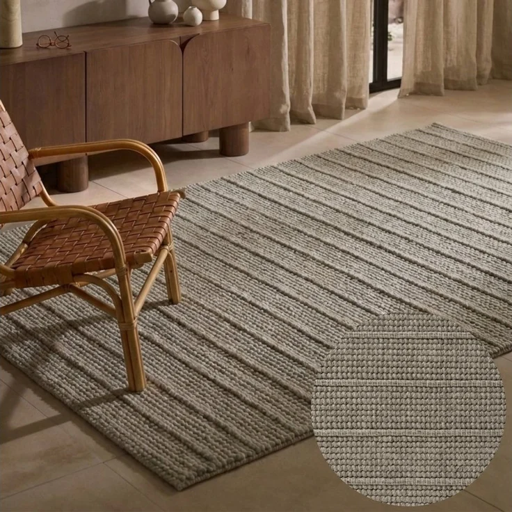 Ted Baker Wollteppich Parker, auch als Läufer, rechteckig, Höhe: 7 mm, Wolle, Natur, handgewebt, Wohnzimmer, Schlafzimmer, Boho, Skandi – Bild 1
