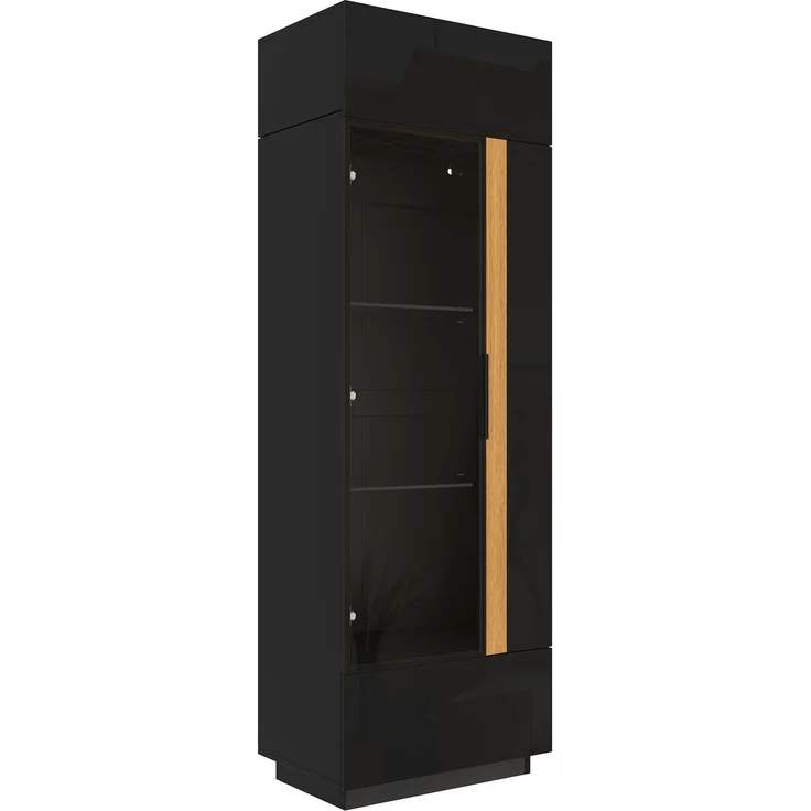 ZUBALIYA Vitrine (60 x 40 x 180 cm), LED - Beleuchtung, Glastüren, Aufbewahrung für Sammlerstücke, Geschirr und Dekoration, Schwarz – Bild 23