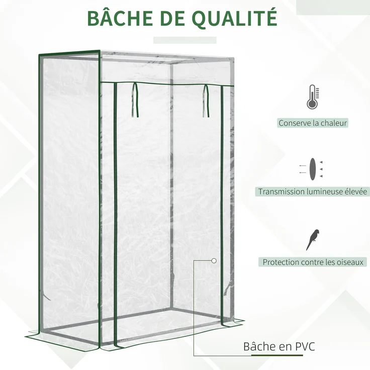 MELAYR, Gartengewächshaus, Balkongewächshaus, Verstärkte PVC-Plane, Stahlrahmen, 79 x 12,5 x 12,5 cm, Transparent – Bild 6