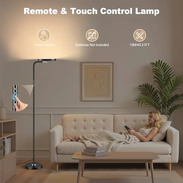 YICAIZI Stehlampe Wohnzimmer, 36W Deckenfluter LED Stehlampe 3200lm Dimmbar Moderne Standleuchte mit Fernbedienung & Touch-Steuerung für Wohnzimmer Schlafzimmer – Bild 4
