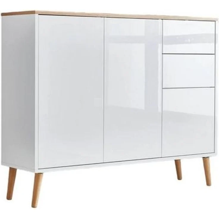 BMG Möbel Kommode Mailand (Schubladenkommode Sideboard Kommode Anrichte, mit Massivholzfuß), Push-to-open-Funktion – Bild 2