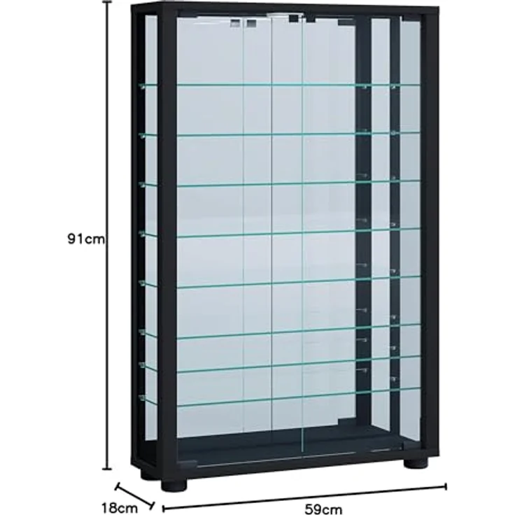 MID.YOU Hängevitrine Schwarz, mit 8 Fächern und Drehtüren, 59x91.3x18 cm, in verschiedenen Holzdekoren erhältlich – Bild 3