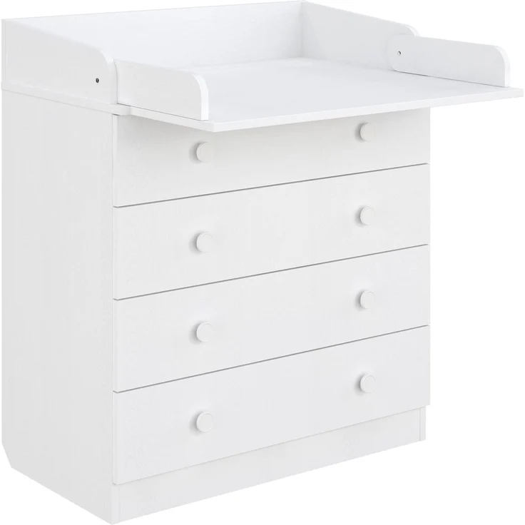 Wickelkommode 800 Shefa Kids, weiß, mit abnehmbarem Wickelaufsatz, 4 Schubladen, Spanplatte, 80x48x92cm – Bild 2