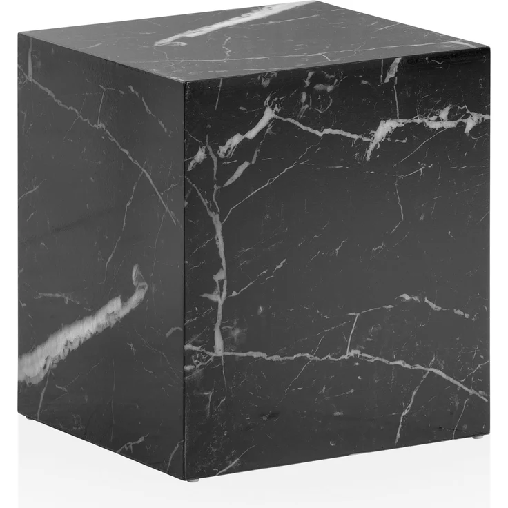 Couchtisch MONOBLOC 40x40x45 cm Schwarz Hochglanz Marmor Optik Quadratisch – Bild 6