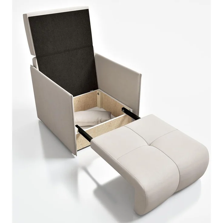 Wohnero24 Design Schlafsessel NESSA 1 - Komfortbett 80x195 cm - mit Bettkasten - Creme – Bild 6