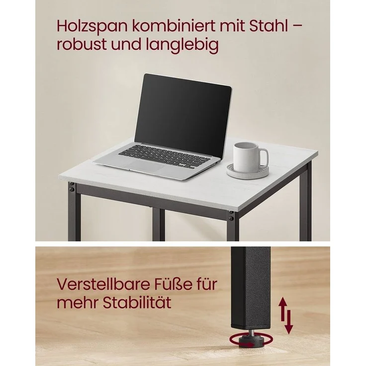 Vasagle Bartisch, Stehtisch, Küchentisch, hoch, mit Stahlgestell, 60 x 60 x 92 cm, einfache Montage, für Küche, Wohnzimmer, modern, Vintageweiß-Schwarz von Songmics LBTDE025B73 – Bild 3