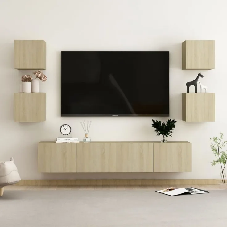 vidaXL 6-tlg. TV-Schrank-Set Sonoma-Eiche Spanplatte [3078977]