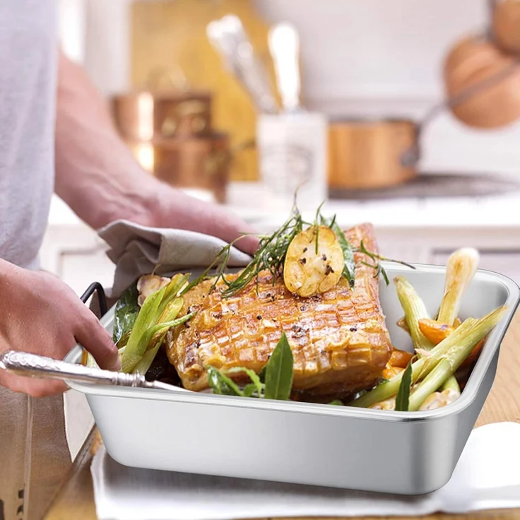 Homikit Edelstahl Rechteckige Auflaufform 32,5 x 25,5 x 8 cm - Backform Lasagne – Bild 5
