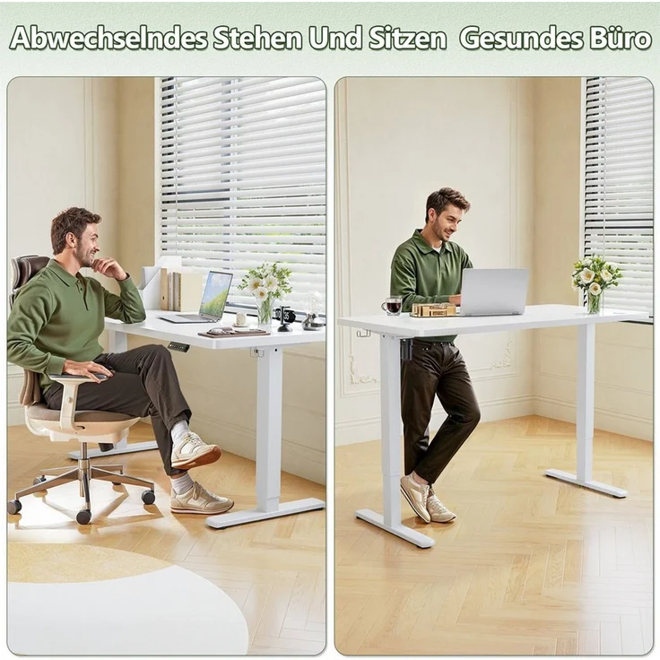 Furnicopia Schreibtisch Höhenverstellbarer mit USB-Ladefunktion und Wecker-Erinnerung (2 Höheneinstellungen 5 Farben und 6 Größen fur eine Vielzahl von Arbeits- und Lernumgebungen) – Bild 2
